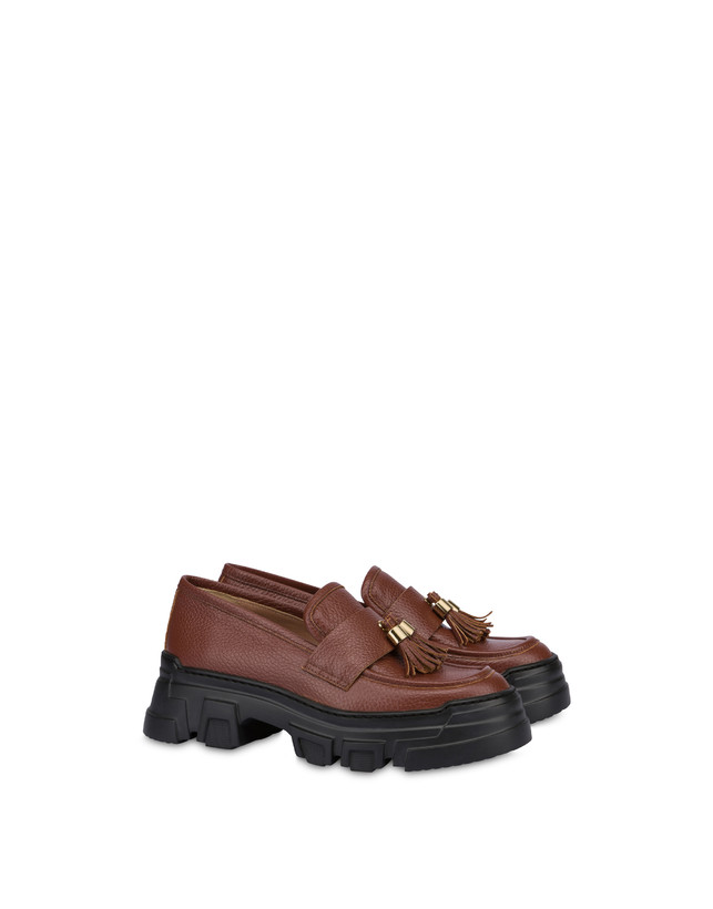 Pollini Mocassini In Vitello Stampa Alce Lady Brave Legno Offerta