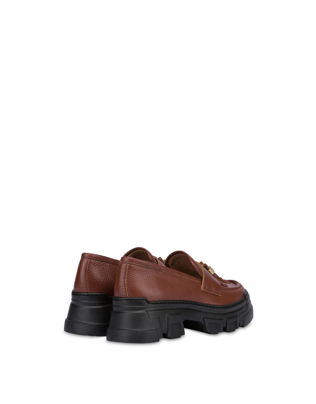 Pollini Mocassini In Vitello Stampa Alce Lady Brave Legno Offerta