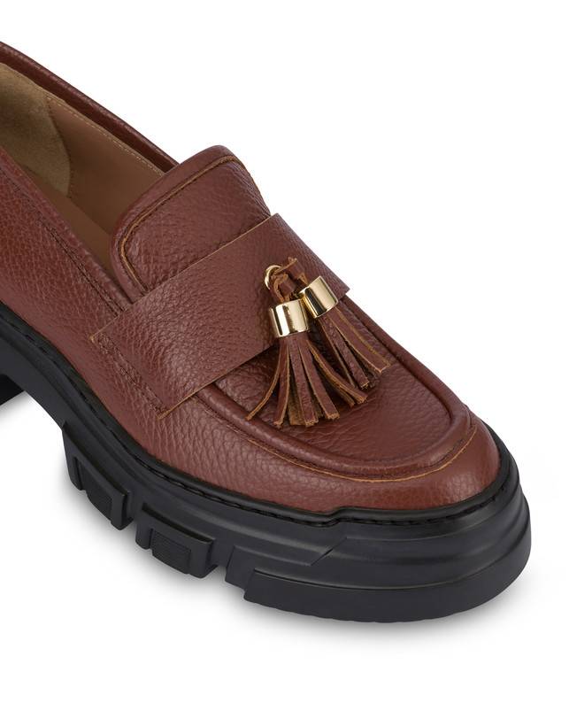 Pollini Mocassini In Vitello Stampa Alce Lady Brave Legno Offerta