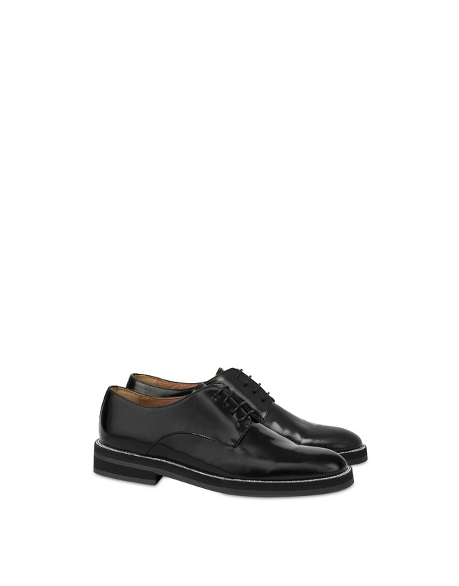 Pollini Derby In Vitello Abrasivato Mannish Bling Bling Nero/strass Offerta Pasqua