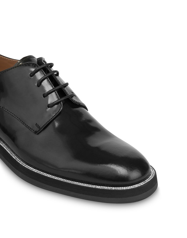 Pollini Derby In Vitello Abrasivato Mannish Bling Bling Nero/strass Offerta Pasqua