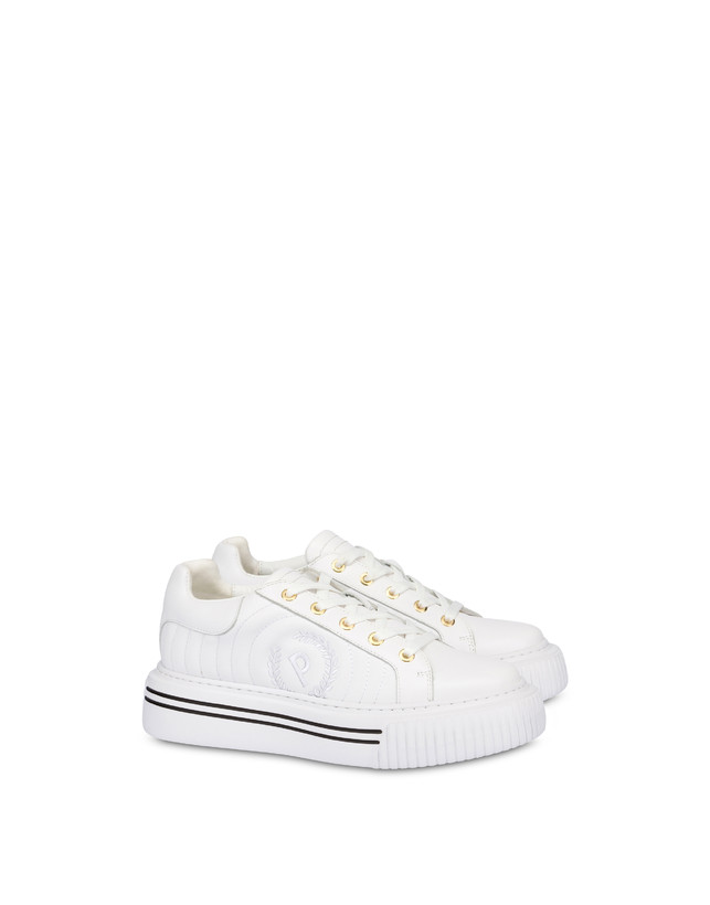 Pollini Sneakers In Vitello Doona Bianco Vendite Flash