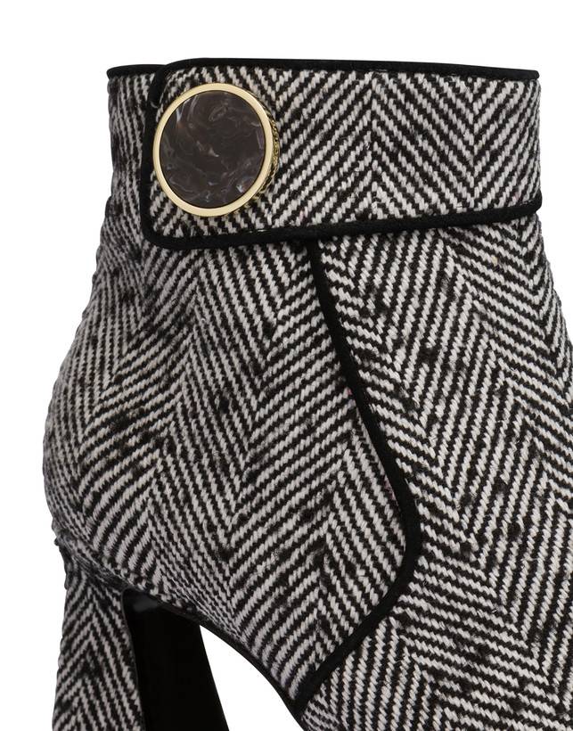Pollini Stivaletti In Tessuto Spigato Dama Bianco-nero/nero Moda