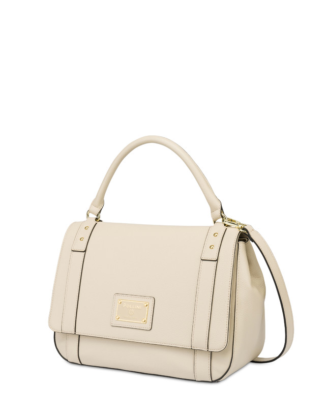 Pollini Borsa Top Handle In Vitello Serena Avorio Saldi Di Fabbrica