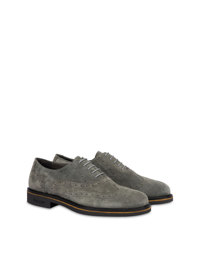 Pollini Derby In Crosta Con Broguering Corinto Grafite Vendita