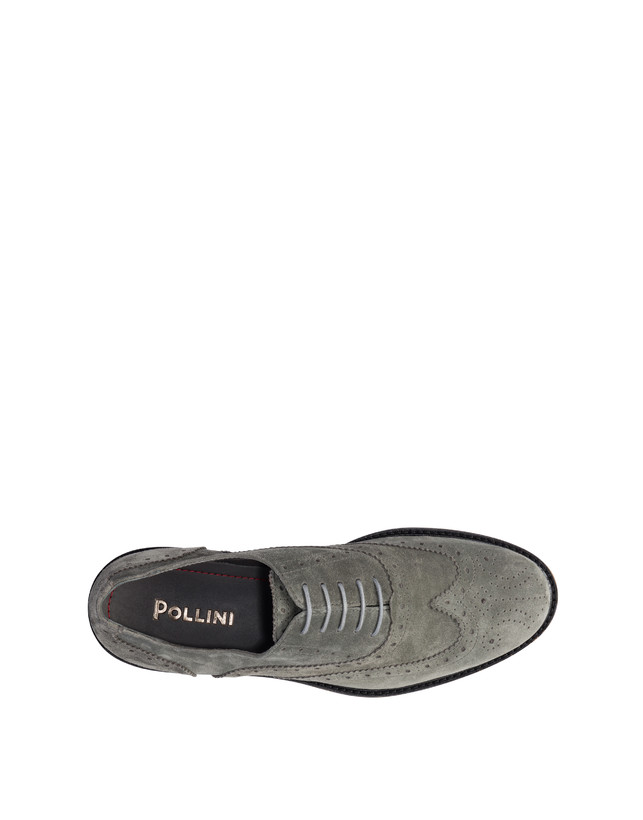 Pollini Derby In Crosta Con Broguering Corinto Grafite Vendita
