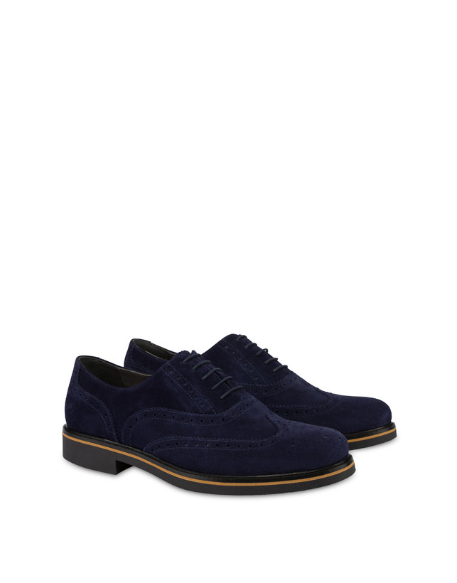 Pollini Derby In Crosta Con Broguering Corinto Blu Promozione
