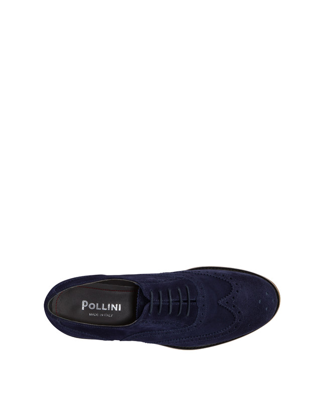 Pollini Derby In Crosta Con Broguering Corinto Blu Promozione