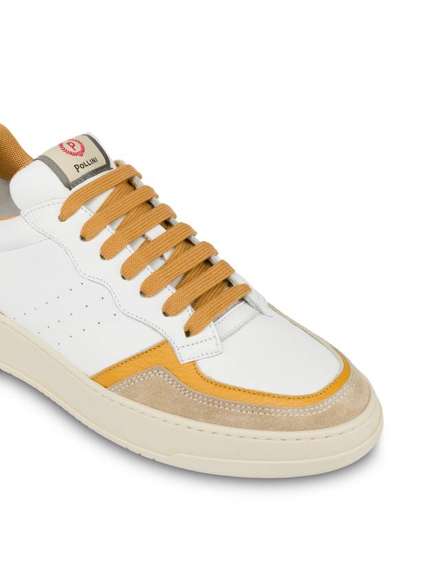 Pollini Sneakers In Vitello E Crosta Bourton Bianco/beige/senape/senape Presa