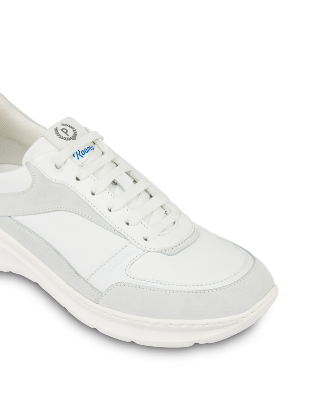Pollini Sneakers In Nylon E Pelle Sfera Bianco/bianco/bianco/bianco/bianco/bianco In Vendita