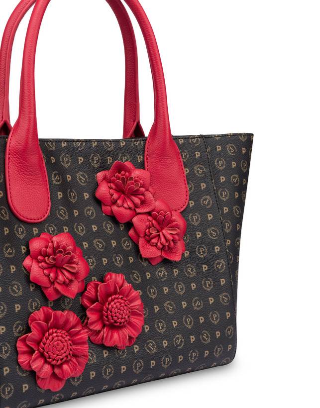 Pollini Tote Bag Medium Heritage Flowers Nero/rosso Saldi