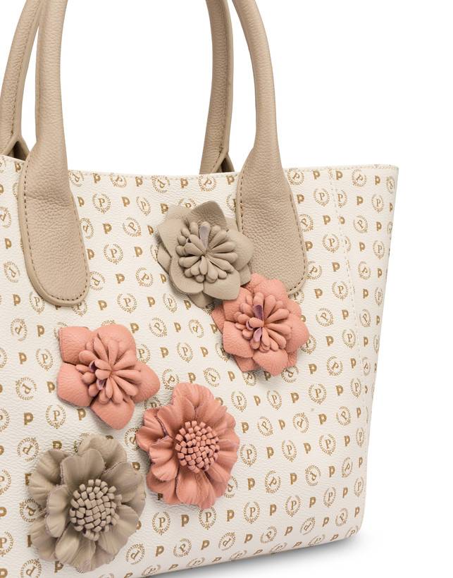 Pollini Tote Bag Medium Heritage Flowers Avorio/ghiaccio Hotsell