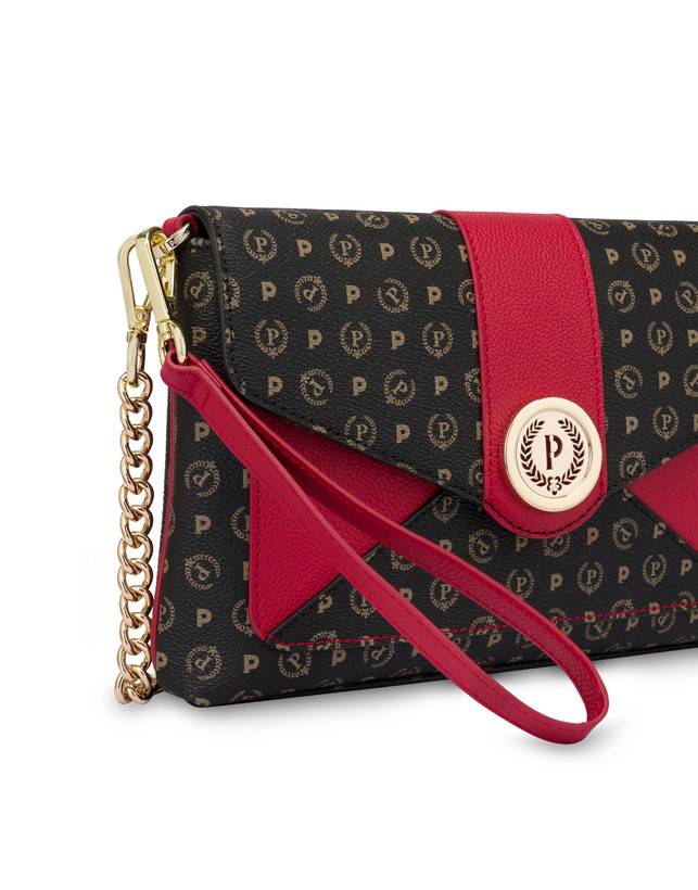 Pollini Borsa A Spalla Heritage Logo Classic Nero/lacca Vendita Calda