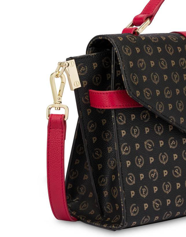 Pollini Borsa A Mano Strutturata Heritage Logo Classic Nero/lacca Saldi Di Fabbrica