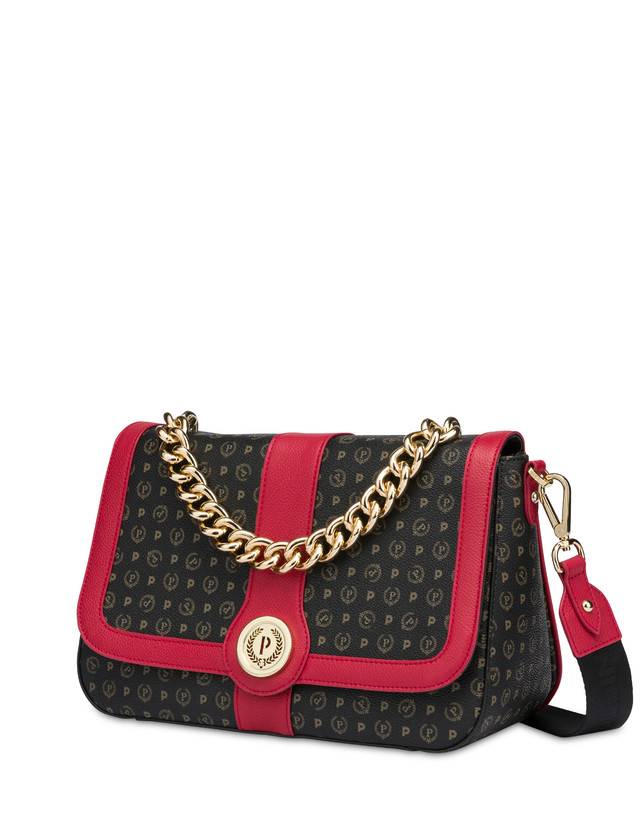 Pollini Borsa A Spalla Heritage Logo Classic Nero/lacca Vendite Flash