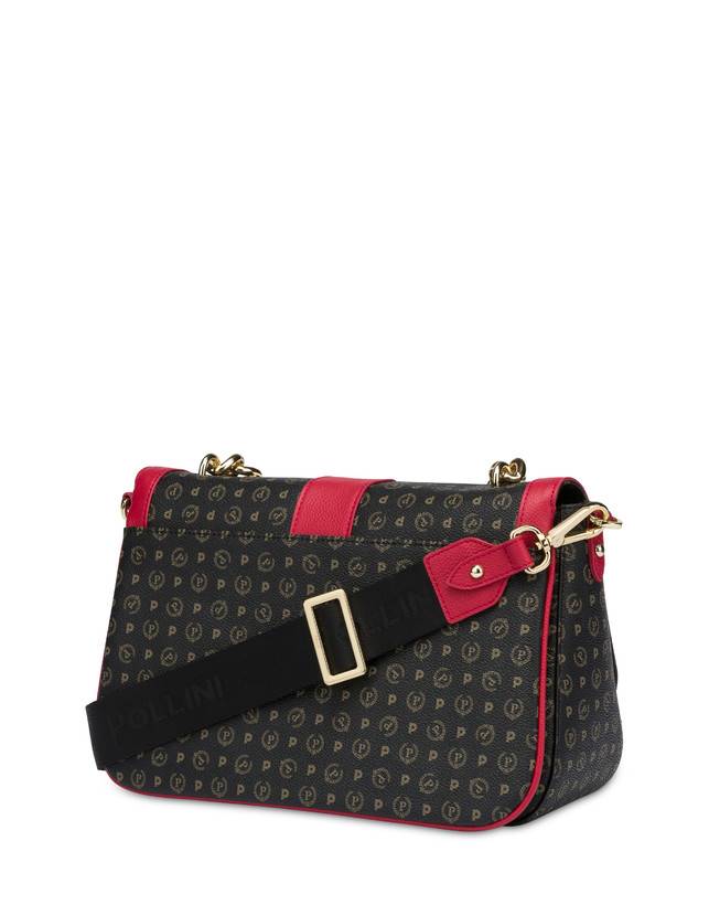 Pollini Borsa A Spalla Heritage Logo Classic Nero/lacca Vendite Flash