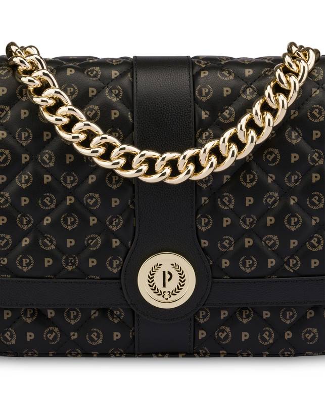 Pollini Borsa A Spalla Heritage Matelassé Nero/nero Saldi Di Fabbrica