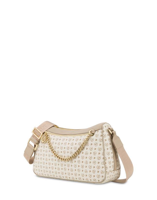 Pollini Borsa A Tracolla In Pvc Heritage Logo Classic Avorio/ghiaccio Nuova