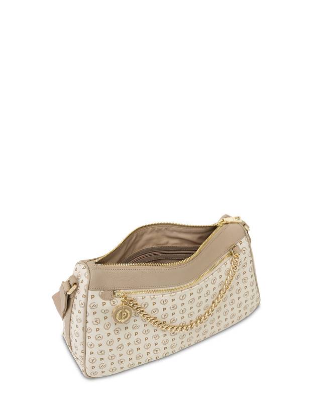 Pollini Borsa A Tracolla In Pvc Heritage Logo Classic Avorio/ghiaccio Nuova