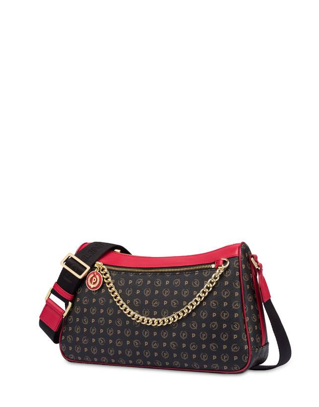 Pollini Borsa A Tracolla In Pvc Heritage Logo Classic Nero/lacca Negozio
