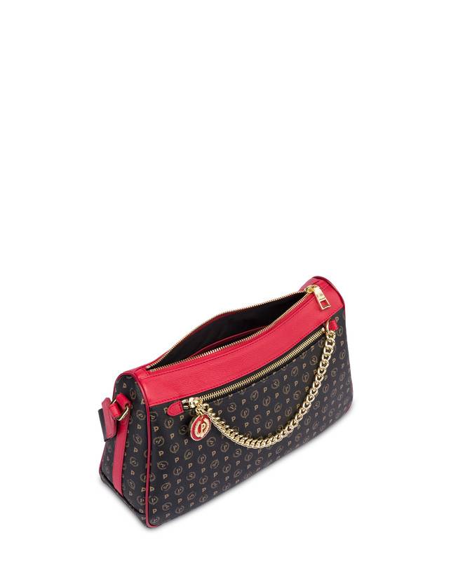 Pollini Borsa A Tracolla In Pvc Heritage Logo Classic Nero/lacca Negozio