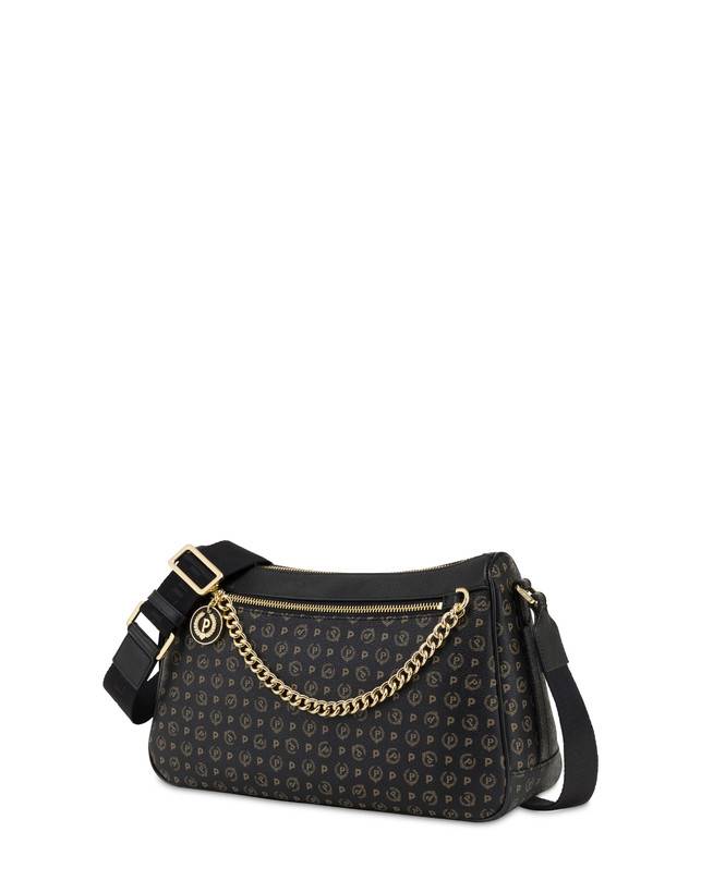 Pollini Borsa A Tracolla In Pvc Heritage Logo Classic Nero/nero In Saldo