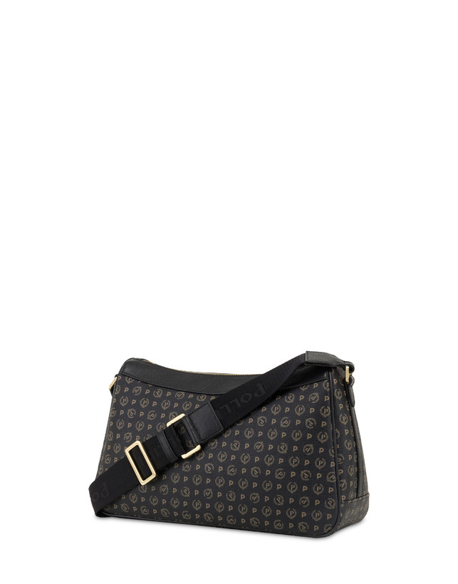 Pollini Borsa A Tracolla In Pvc Heritage Logo Classic Nero/nero In Saldo