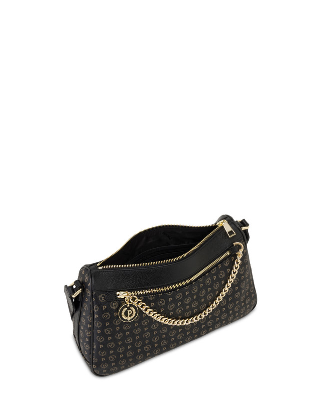 Pollini Borsa A Tracolla In Pvc Heritage Logo Classic Nero/nero In Saldo