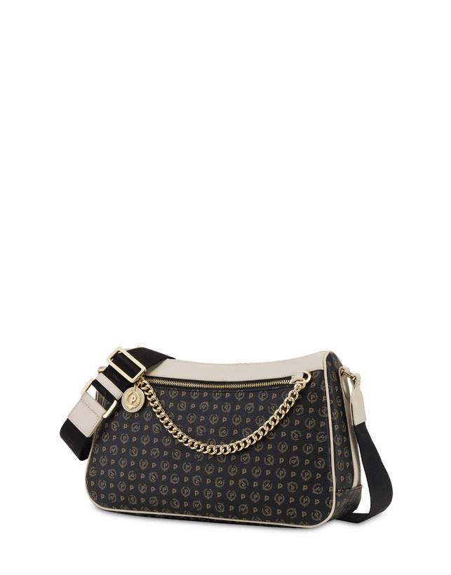 Pollini Borsa A Tracolla In Pvc Heritage Logo Classic Nero/avorio Nuova