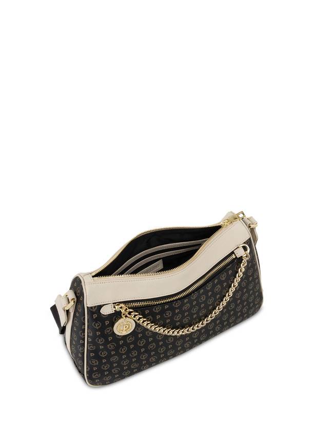 Pollini Borsa A Tracolla In Pvc Heritage Logo Classic Nero/avorio Nuova