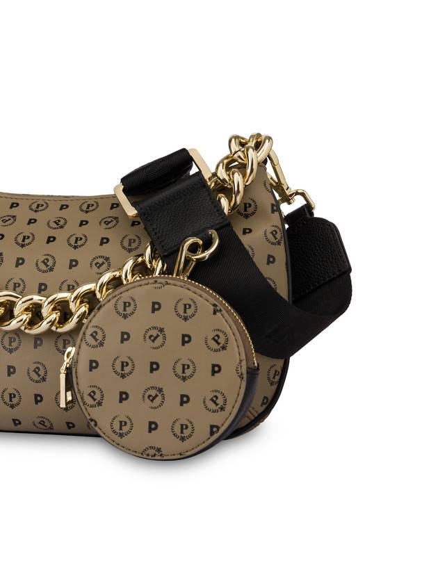 Pollini Borsa A Tracolla Con Catena Heritage Soft Touch Taupe/nero Prezzo di fabbrica