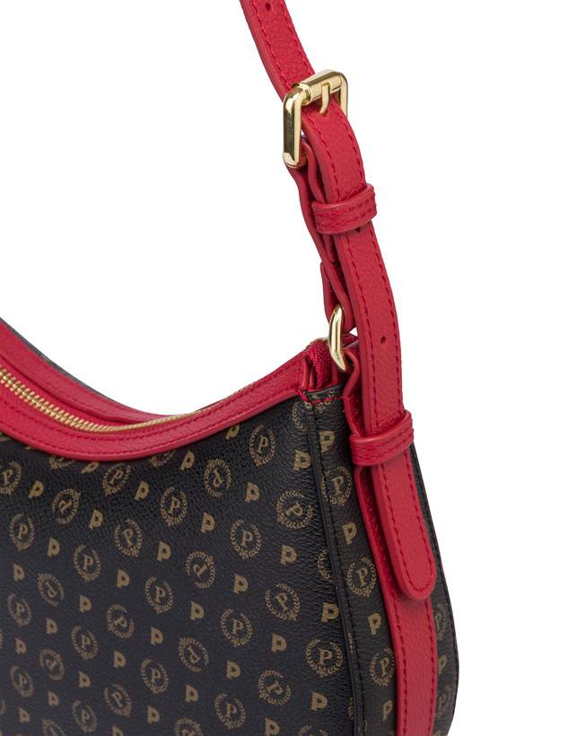 Pollini Hobo Bag In Pvc Heritage Logo Classic Nero/lacca Flash Sale