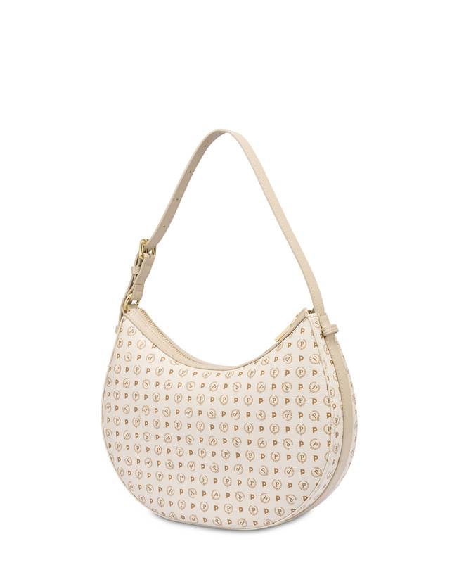 Pollini Hobo Bag In Pvc Heritage Logo Classic Avorio/ghiaccio Shopping online