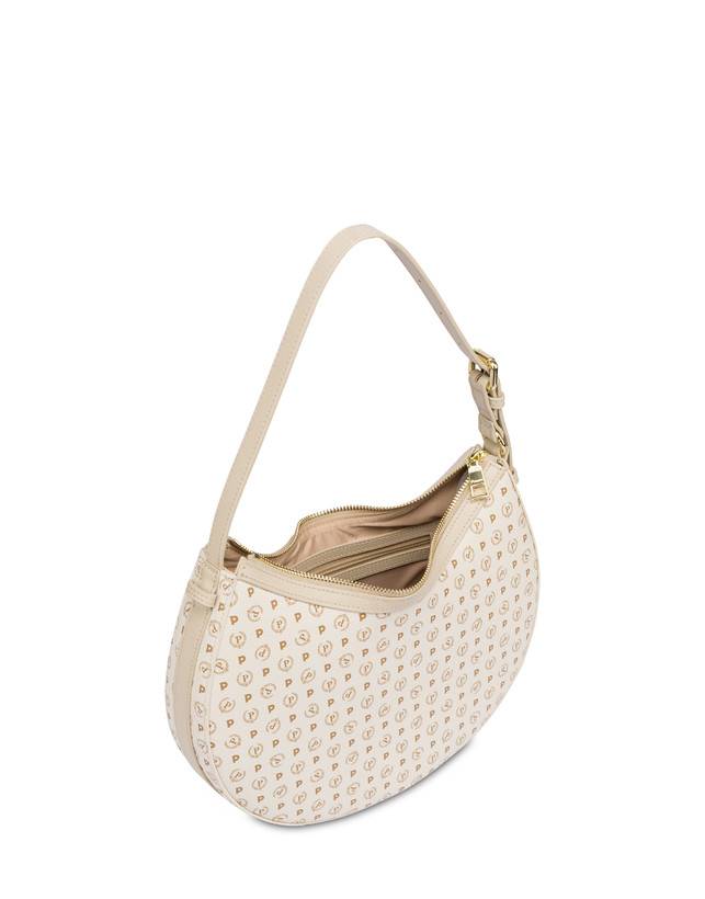 Pollini Hobo Bag In Pvc Heritage Logo Classic Avorio/ghiaccio Shopping online