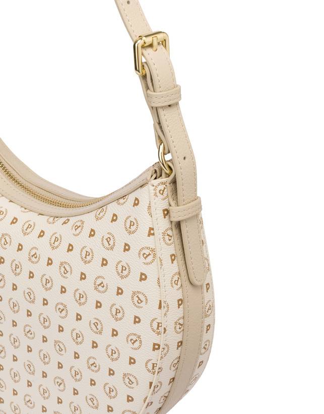Pollini Hobo Bag In Pvc Heritage Logo Classic Avorio/ghiaccio Shopping online