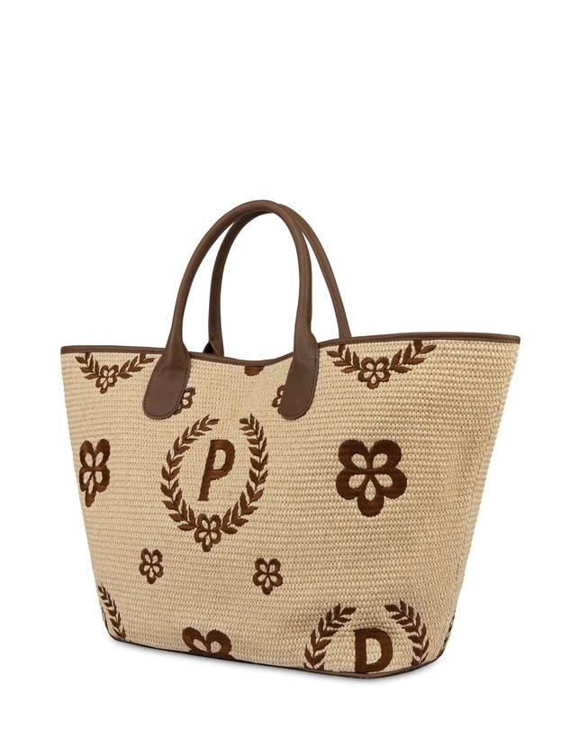 Pollini Tote Bag In Paglia Macro Heritage Big Naturale/t.moro/marrone Offerta esclusiva