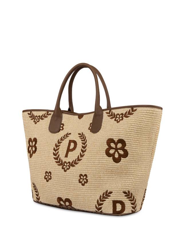 Pollini Tote Bag In Paglia Macro Heritage Big Naturale/t.moro/marrone Offerta esclusiva