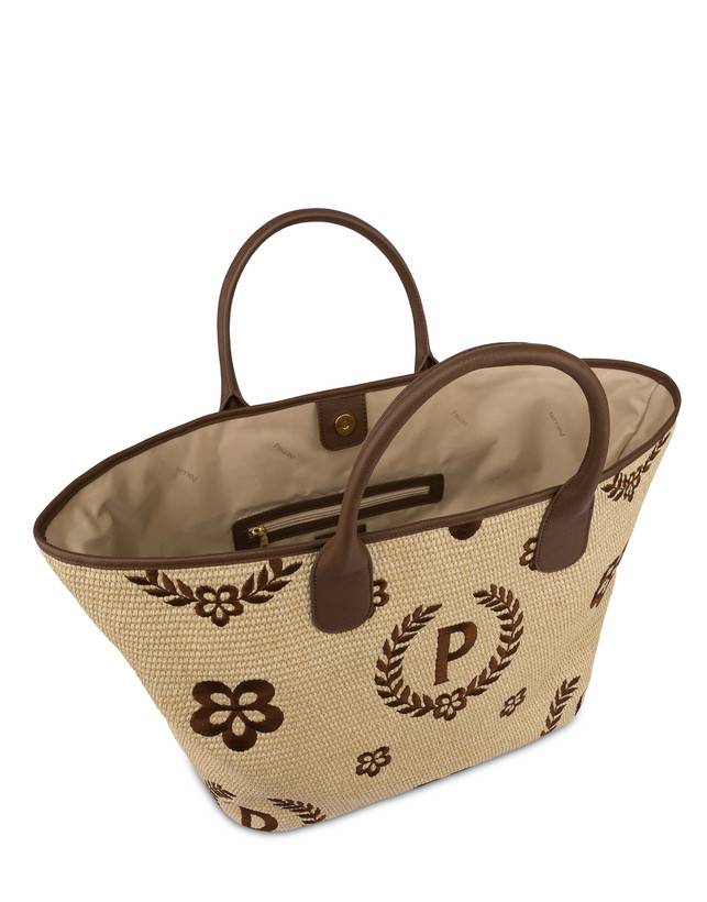 Pollini Tote Bag In Paglia Macro Heritage Big Naturale/t.moro/marrone Offerta esclusiva