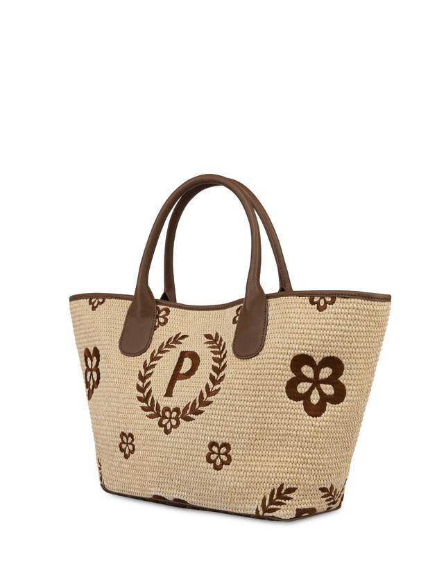 Pollini Tote Bag In Paglia Macro Heritage Medium Naturale/t.moro/marrone Vendite stagionali