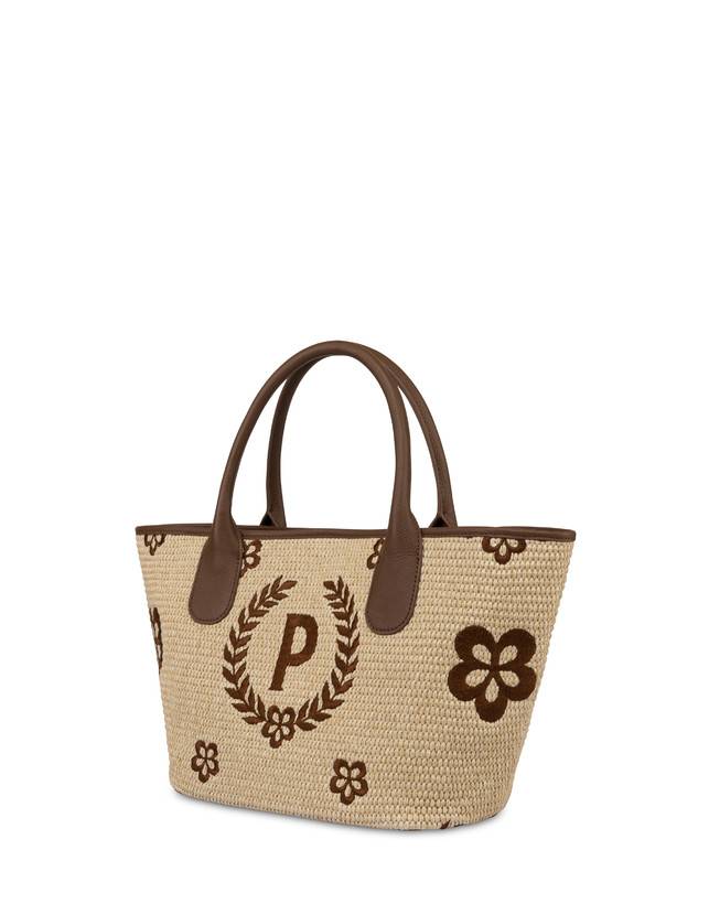 Pollini Tote Bag In Paglia Macro Heritage Small Naturale/t.moro/marrone Black Friday
