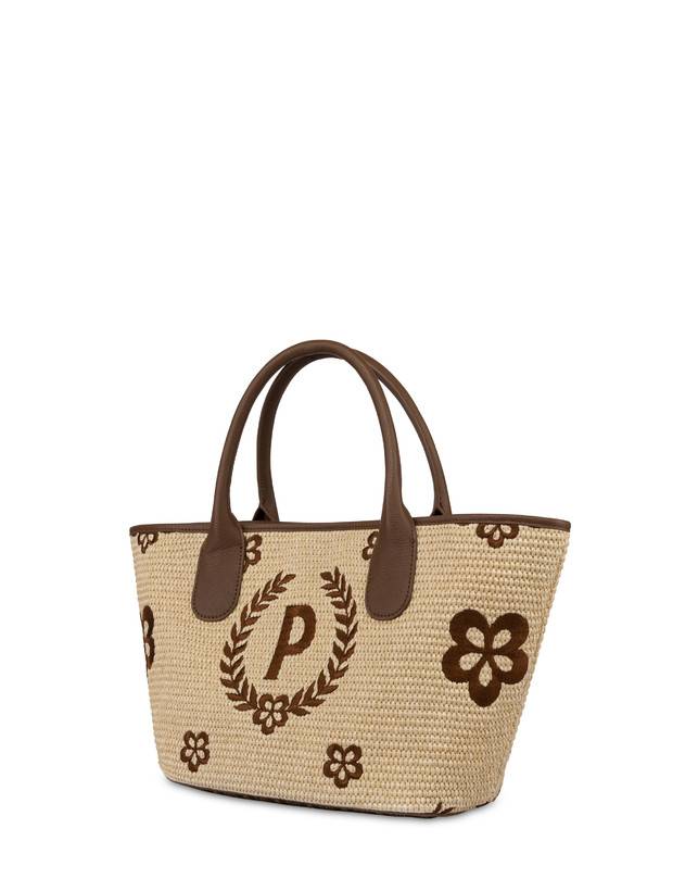 Pollini Tote Bag In Paglia Macro Heritage Small Naturale/t.moro/marrone Black Friday