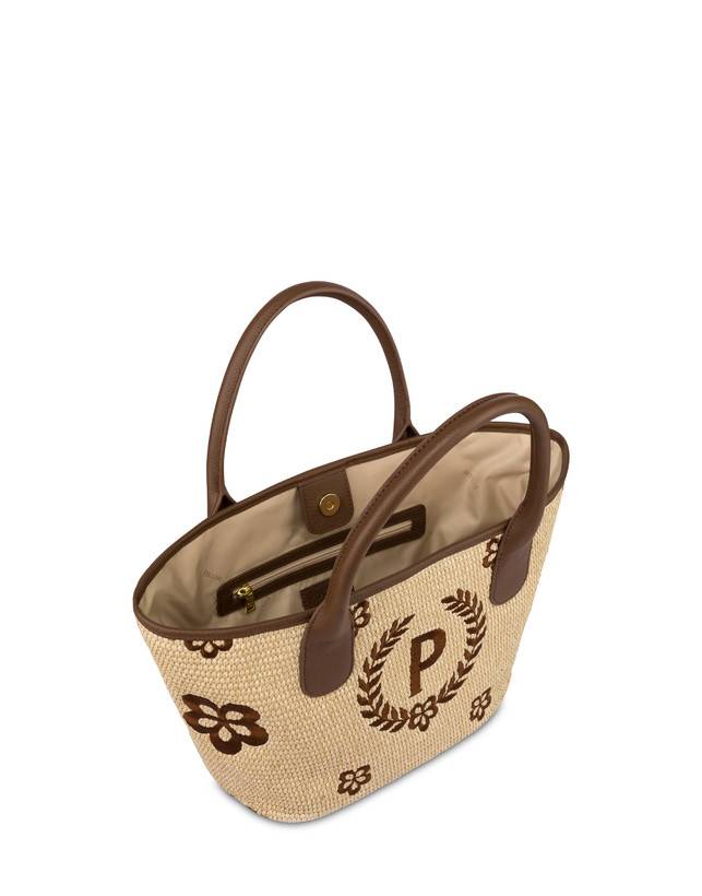 Pollini Tote Bag In Paglia Macro Heritage Small Naturale/t.moro/marrone Black Friday