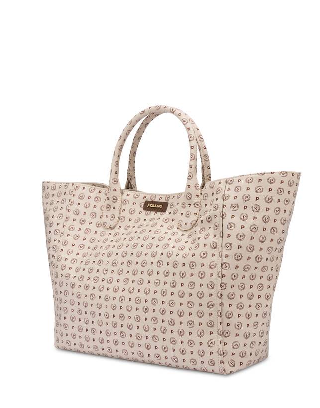 Pollini Tote Bag Heritage Jacquard Big Avorio/marrone Cyber Monday
