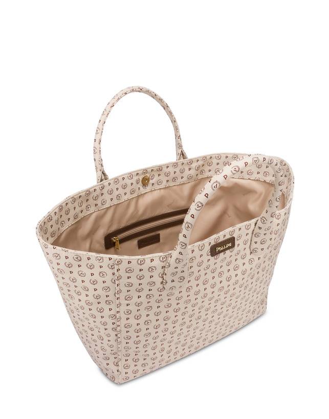 Pollini Tote Bag Heritage Jacquard Big Avorio/marrone Cyber Monday