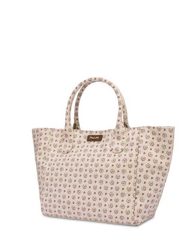 Pollini Borsa Tote Heritage Denim Jacquard Avorio/marrone Offerta natalizia