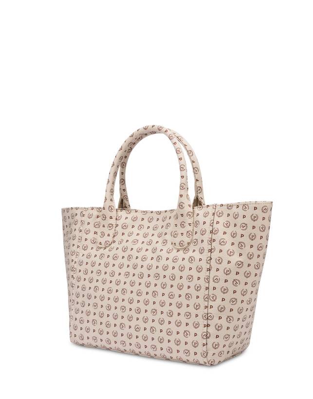 Pollini Borsa Tote Heritage Denim Jacquard Avorio/marrone Offerta natalizia