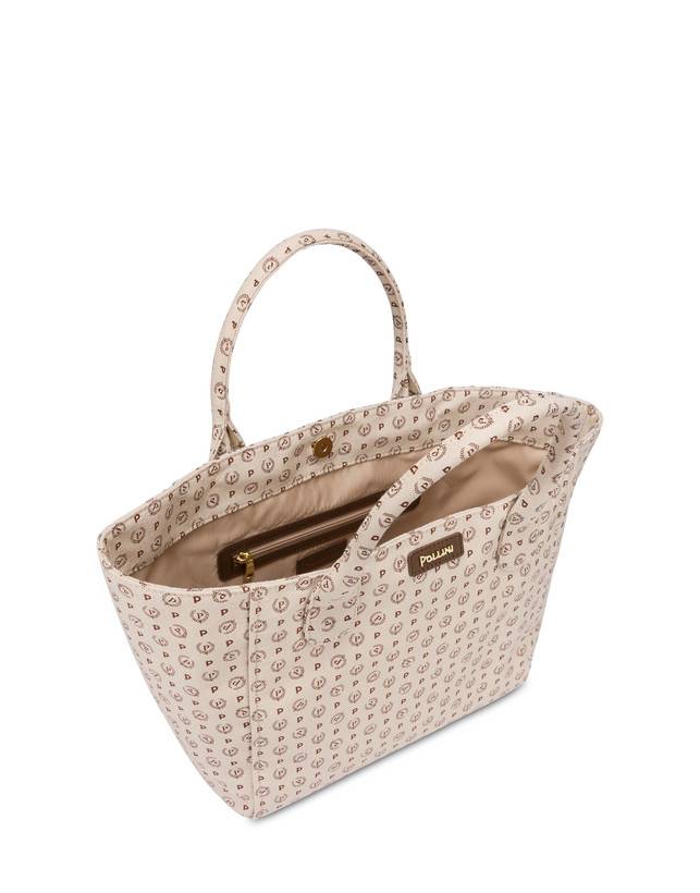 Pollini Borsa Tote Heritage Denim Jacquard Avorio/marrone Offerta natalizia