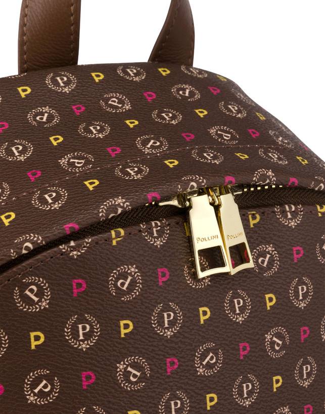 Pollini Zaino Heritage Logo Classic Multicolor/marrone Smaltimento dello stoccaggio