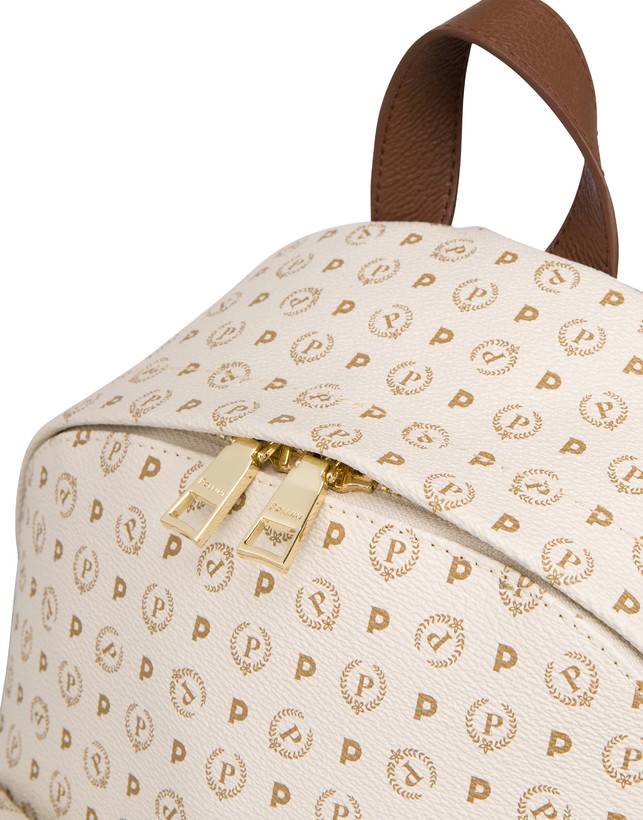 Pollini Zaino Heritage Logo Classic Avorio/marrone Vendita calda
