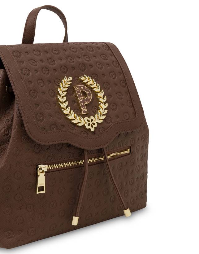 Pollini Zaino Heritage Logo Embossed Marrone Offerte stagionali